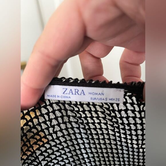 Zara Metallic Mesh Top Silver Small EUC - Picture 6 of 6